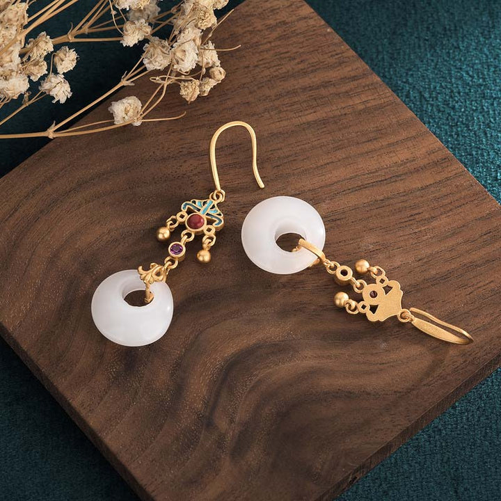 Orecchini pendenti di benedizione in giada bianca FengShui