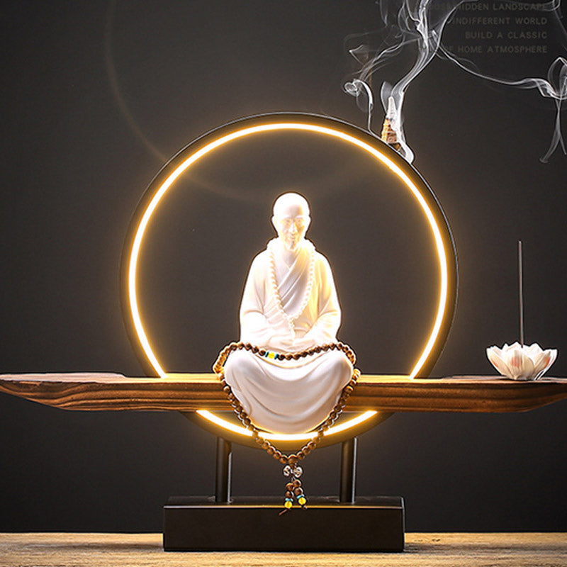 Buddha Stones Buddha Avalokitesvara Ceramica Loto Rilassamento Bruciatore di Incenso Decorazione