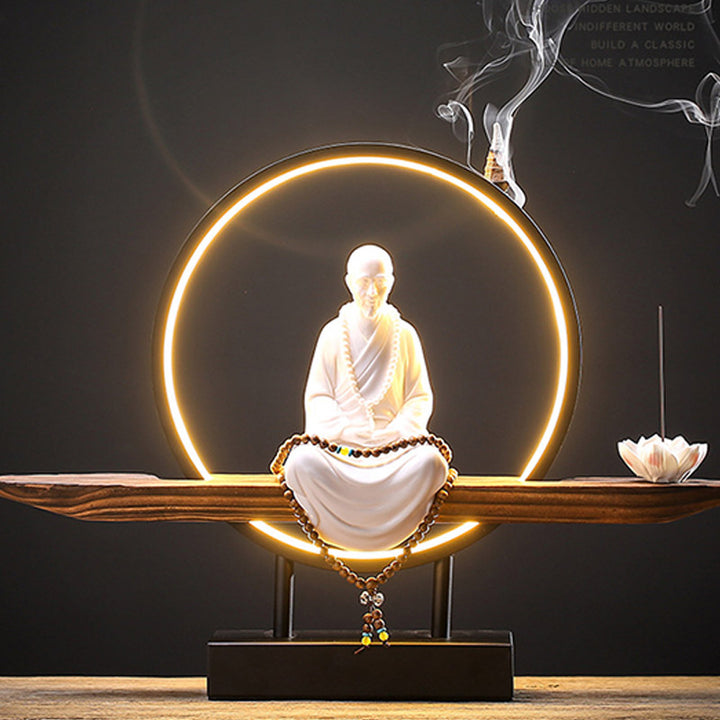 Buddha Stones Buddha Avalokitesvara Ceramica Loto Rilassamento Bruciatore di Incenso Decorazione