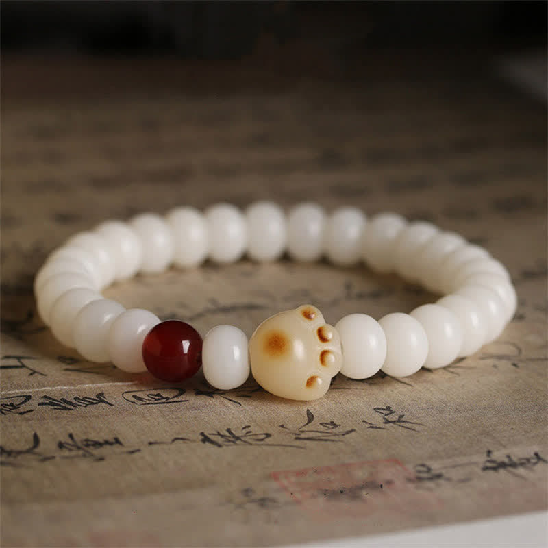 Braccialetto portafortuna con zampa di gatto con semi di Bodhi naturali Buddha Stones - image 1