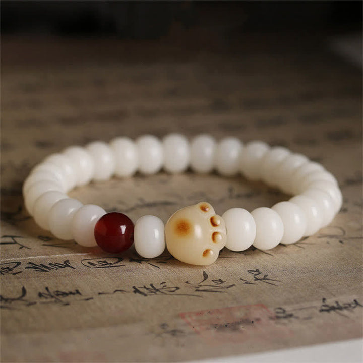 Braccialetto portafortuna con zampa di gatto con semi di Bodhi naturali Buddha Stones - image 1