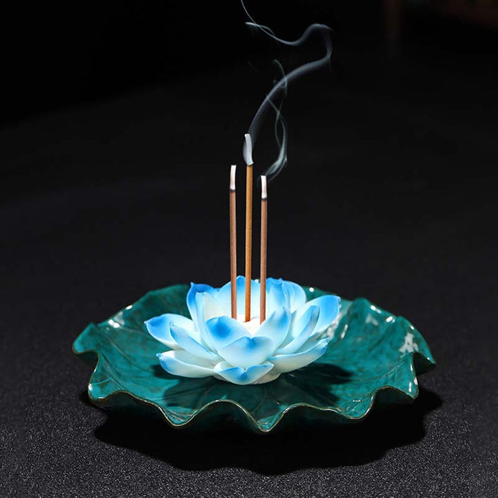 Buddha Stones, bruciatore di incenso tibetano con benedizione del loto, decorazione