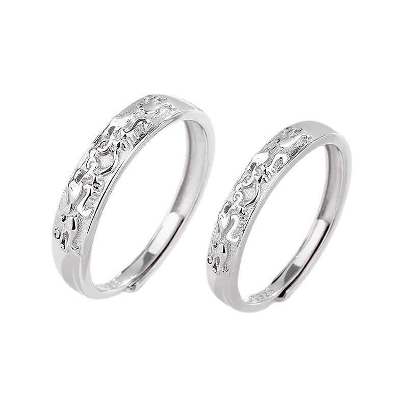Anello di coppia regolabile Buddha Stones 925 Sterling Silver PiXiu Balance