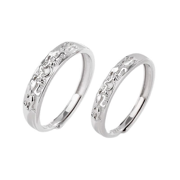 Anello di coppia regolabile Buddha Stones 925 Sterling Silver PiXiu Balance