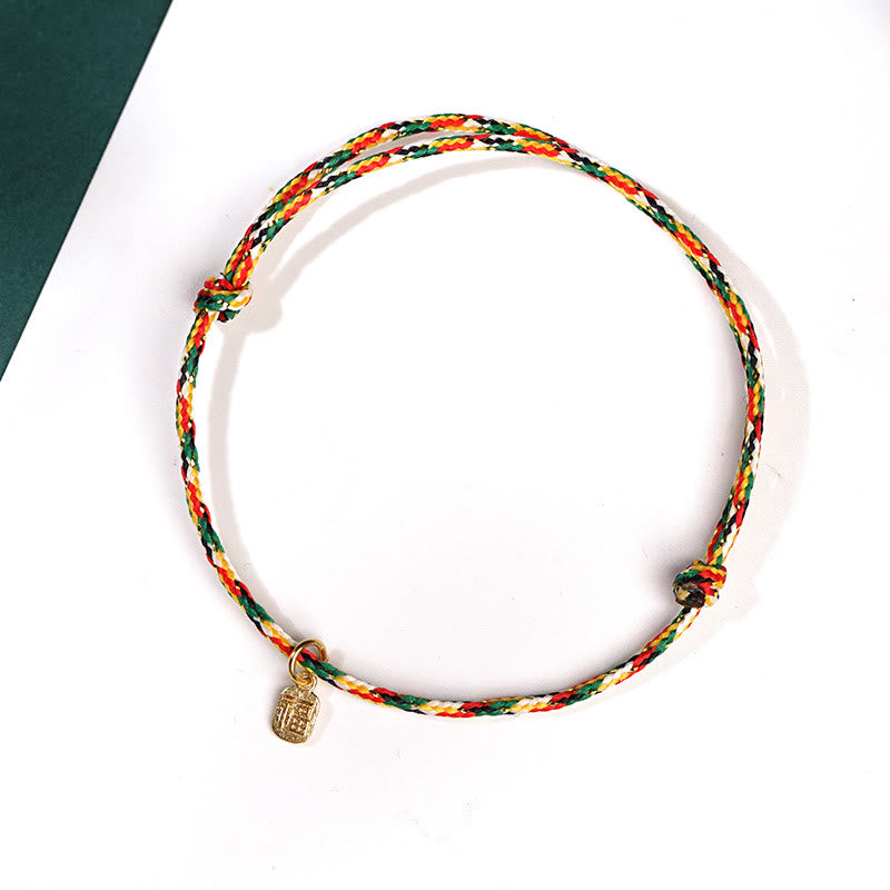 Buddha Stones di buon auspicio Fu carattere pace e gioia fortuna braccialetto multicolore fatto a mano per bambini e adulti