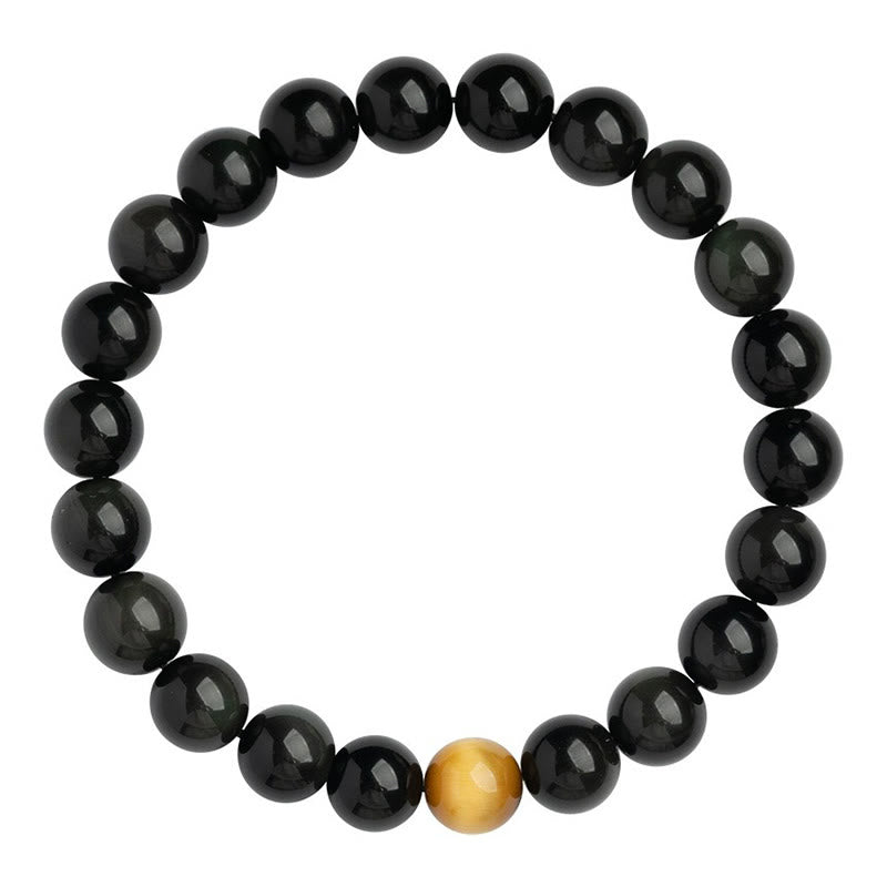 Braccialetto Buddha Stones Natural Rainbow Obsidian Tiger Eye Positive Love
