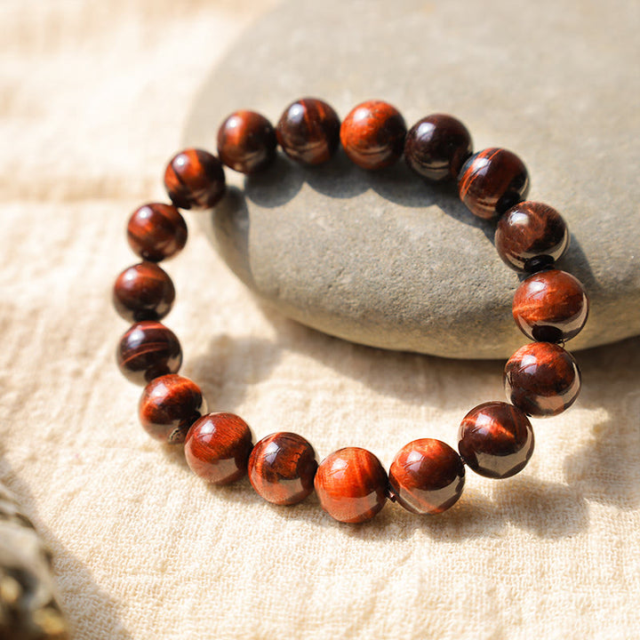 Buddha Stones Bracciale con perle curative in occhio di tigre naturale - 10 mm - image 4