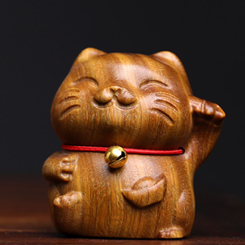 Buddha Stones Sandalo verde Piccolo Mini Carino Gatto Fortunato Pace Decorazioni - image 4