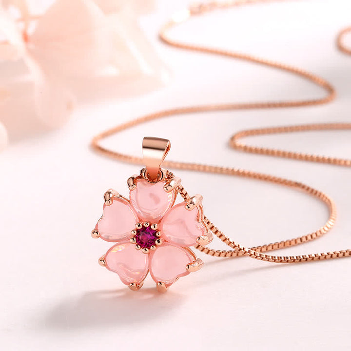 Collana pendente con fiore a forma di cuore in cristallo rosa Buddha Stones lenitivo - Cristallo rosa e rame - image 0