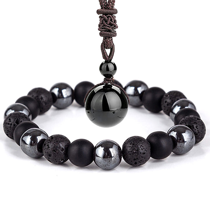 Set di bracciali e collane con occhio di tigre tibetano Buddha Stones