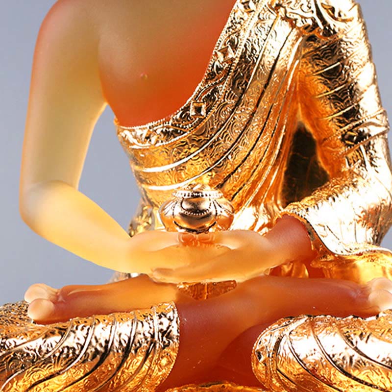 Buddha Stones Statuetta fatta a mano del Buddha Liuli Pezzo d'arte Statua della serenità Decorazione dell'offerta domestica