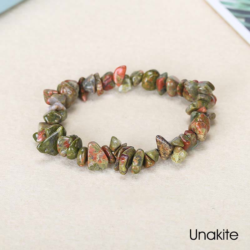 Braccialetto lenitivo con pietra di cristallo naturale di forma irregolare - Unakite (Circonferenza del polso: 15-18 cm) - image 66