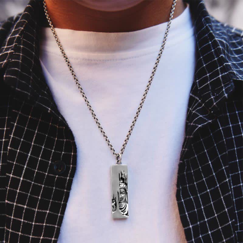 Collana con ciondolo in stile vintage Buddha Stones, Tathagata Buddha, amuleto di protezione e forza portafortuna - image 5