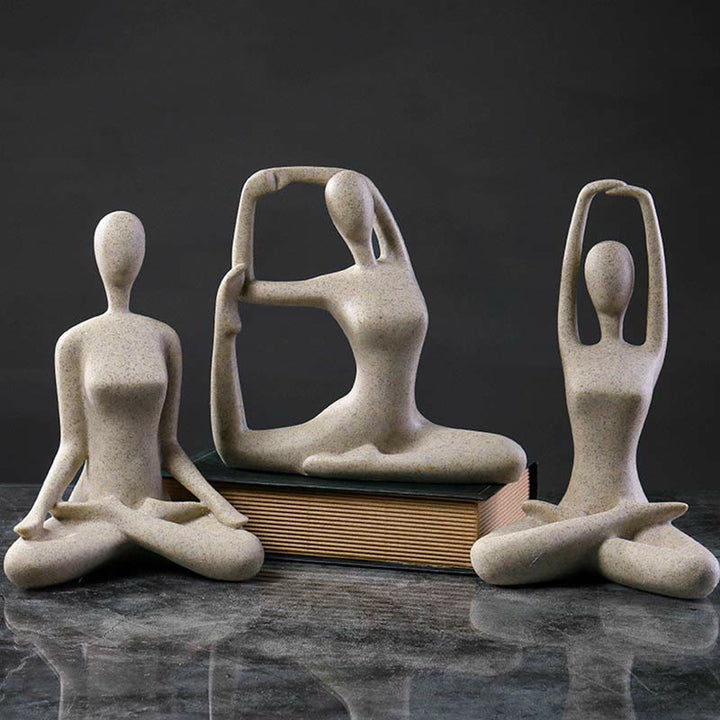 Scultura in resina di statuetta spirituale astratta di yoga che medita esercizio decorazione da scrivania