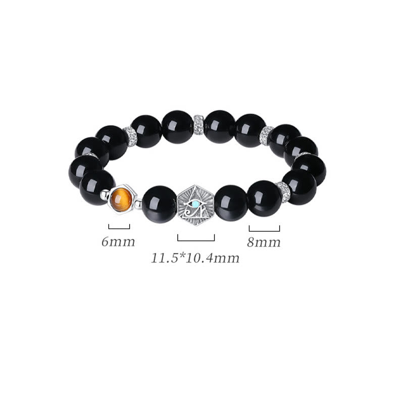 Braccialetto di purificazione Occhio di Tigre Occhio della Provvidenza in Argento Sterling 925 Buddha Stones