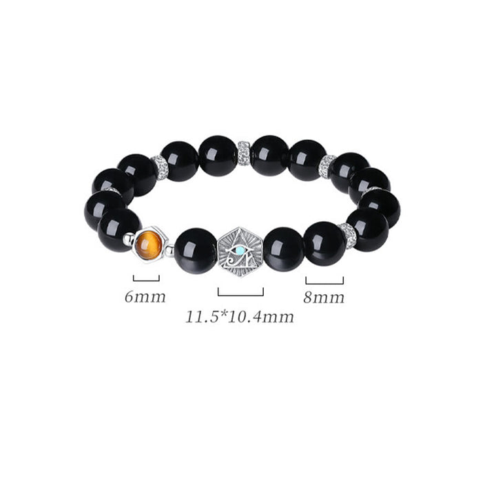 Braccialetto di purificazione Occhio di Tigre Occhio della Provvidenza in Argento Sterling 925 Buddha Stones