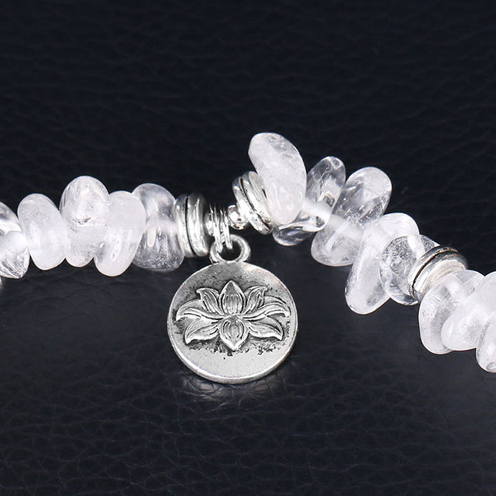 Braccialetto di guarigione di loto in cristallo bianco naturale Buddha Stones