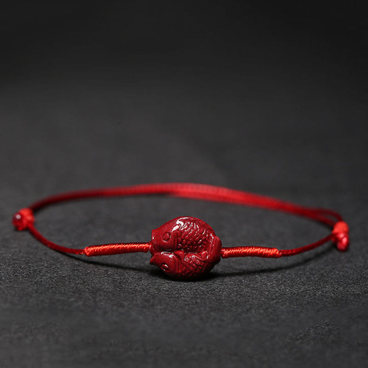 Braccialetto intrecciato con benedizione di Buddha Stones , fatto a mano, con fiore di prugna, quadrifoglio, PiXiu, loto, pesce koi, cinabro