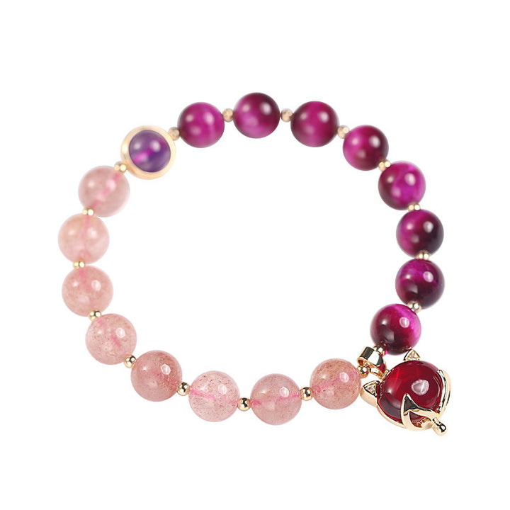 Braccialetto Buddha Stones Natural Strawberry Quartz Pixiu Love