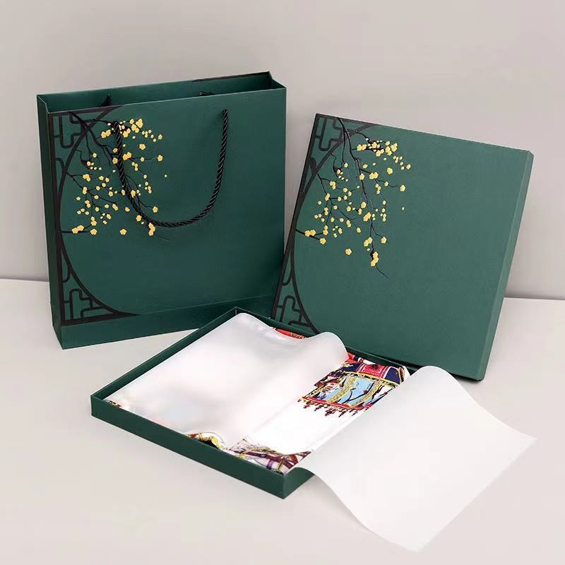 Sciarpa per capelli al collo in seta di gelso al 100%, motivo: Buddha Stones , scena pastorale, mongolfiera, fiori primaverili - image 6