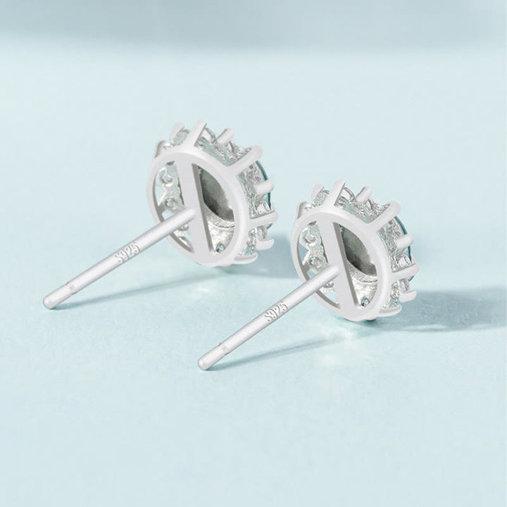 Orecchini a bottone Buddha Stones in argento sterling 925 con giada rotonda e fortuna
