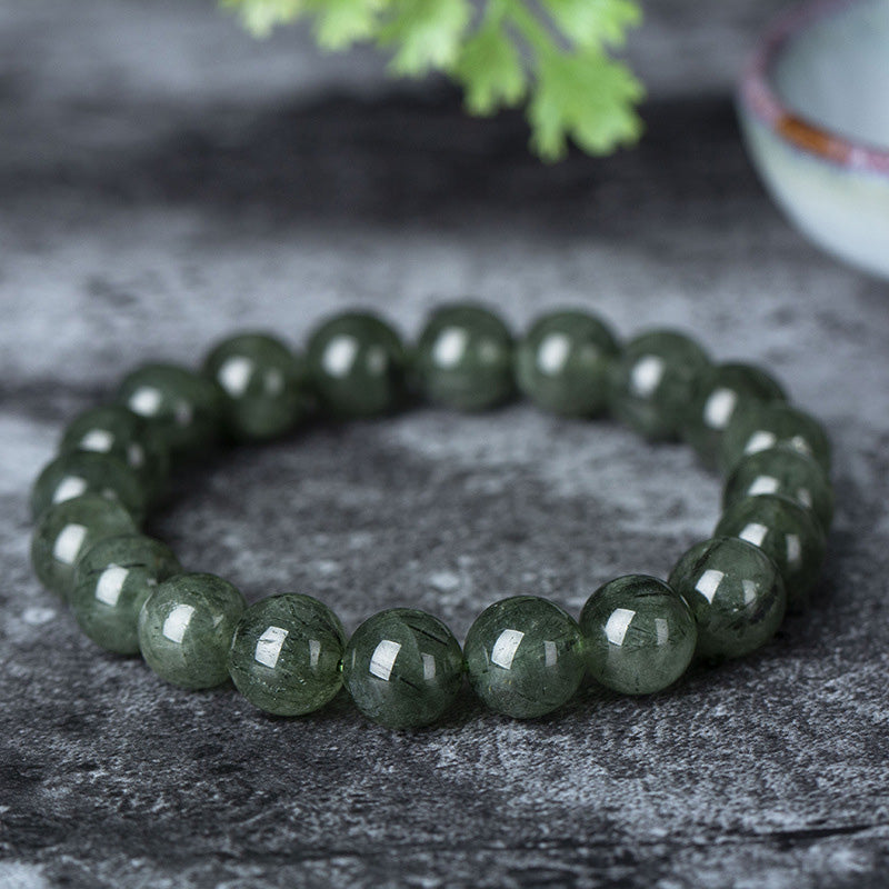 Braccialetto di benedizione e ricchezza in cristallo verde naturale Buddha Stones - Verde scuro - 10 mm - image 7
