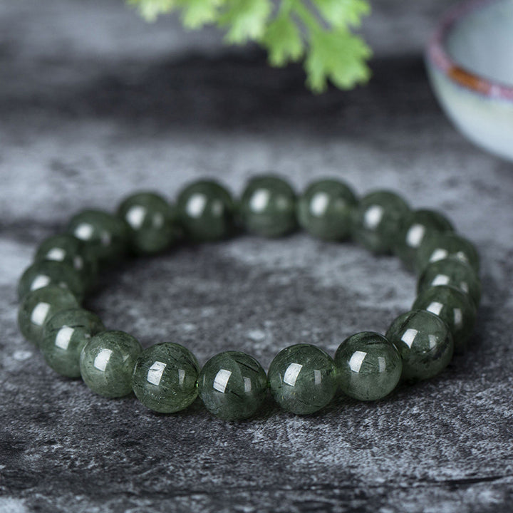 Braccialetto di benedizione e ricchezza in cristallo verde naturale Buddha Stones - Verde scuro - 10 mm - image 7