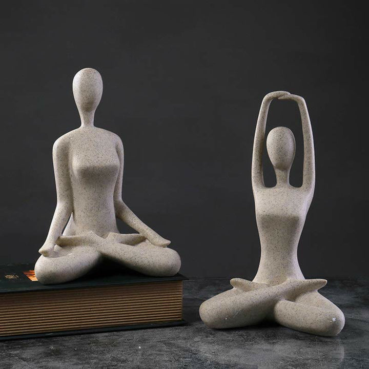 Scultura in resina di statuetta spirituale astratta di yoga che medita esercizio decorazione da scrivania
