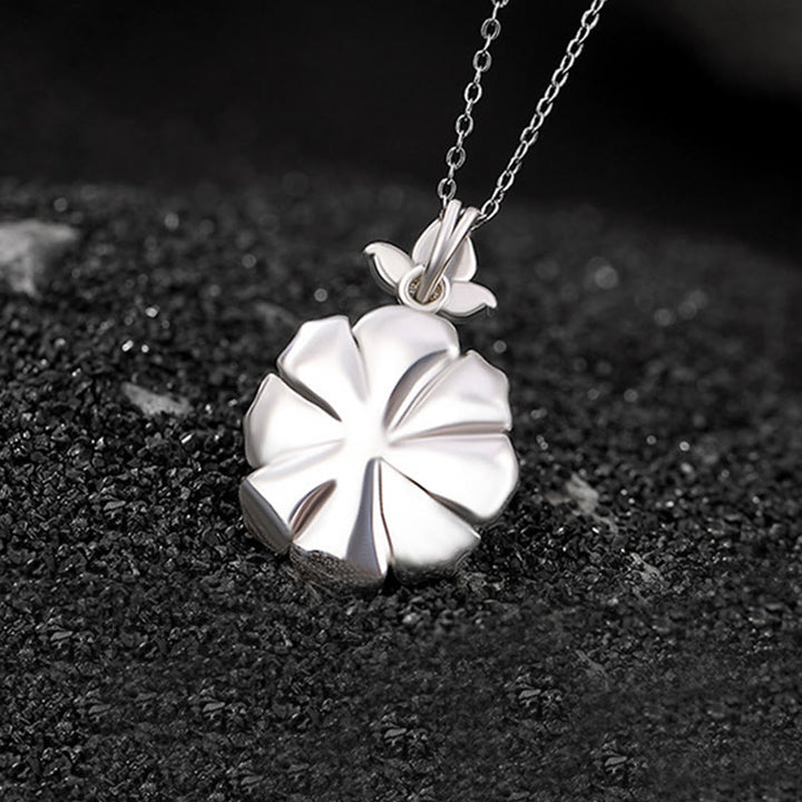 Collana con ciondolo in argento sterling 999 con perle e peonia, Buddha Stones