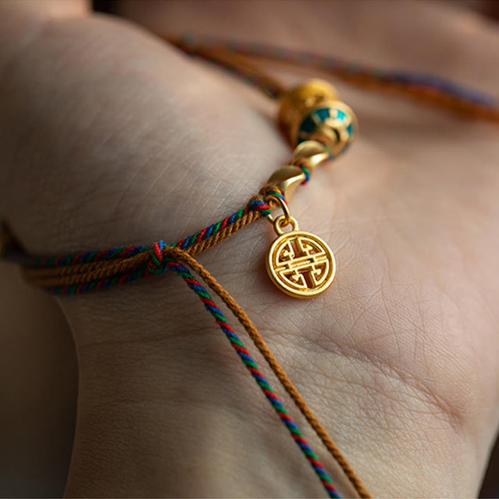 Buddha Stones Tibetano Fatto a Mano Om Mani Padme Hum Ruota della Preghiera Protezione Forza Braccialetto di Corda