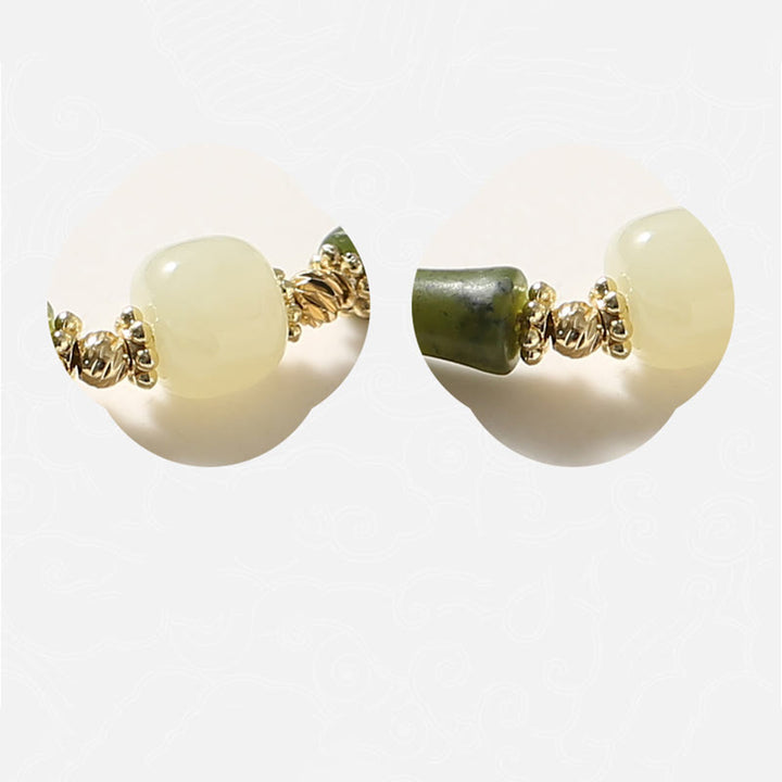 Braccialetto a catena con perline di vetro e bambù, fortuna e forza , Buddha Stones