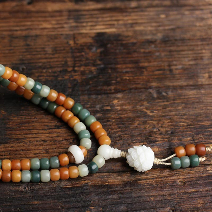 Collana con bracciale in pietra Bodhi Lotus Mala Harmony Buddha Stones