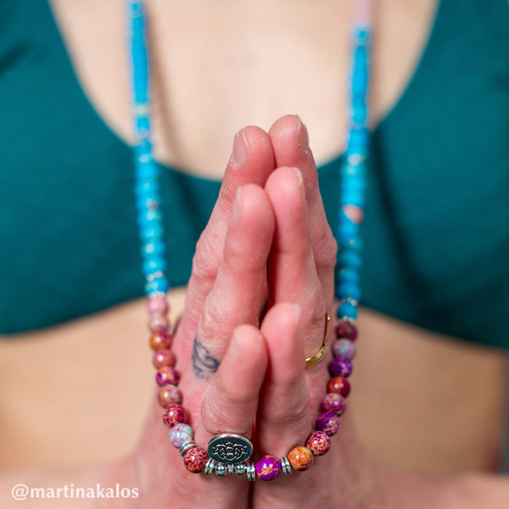 Buddha Stones Tibetano Viola Miano Perline Vere Armonia Loto Mala