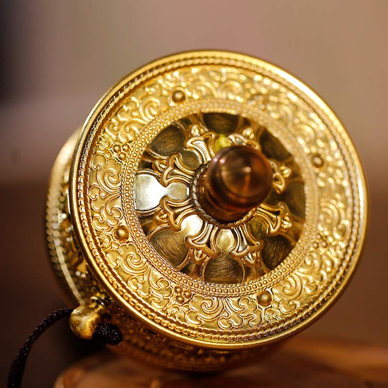 Ruota di preghiera tibetana Sei parole vere Decorazione curativa in legno di sandalo