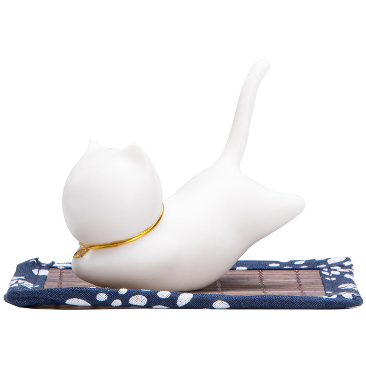 Decorazione per bruciatore di incenso in ceramica con gatto e panda, per benedizione