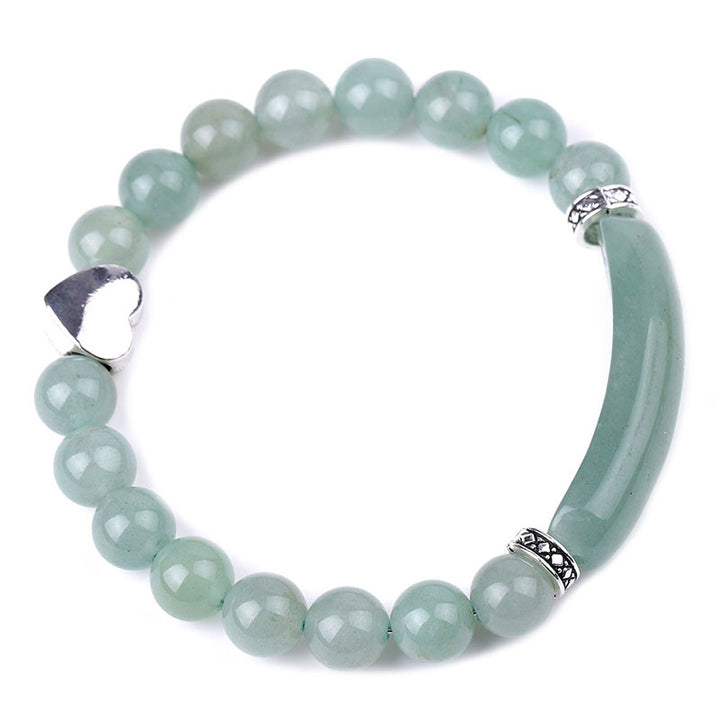 Bracciale unisex a forma di cuore con perline di cristallo naturale