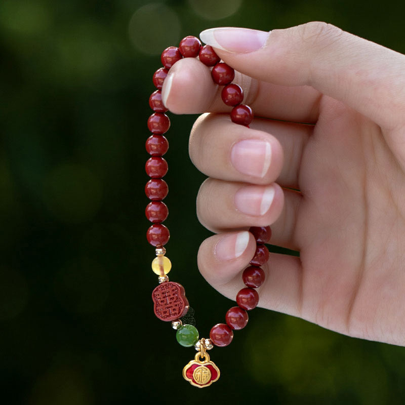 Braccialetto Buddha Stones Cinnabar Happiness Calm