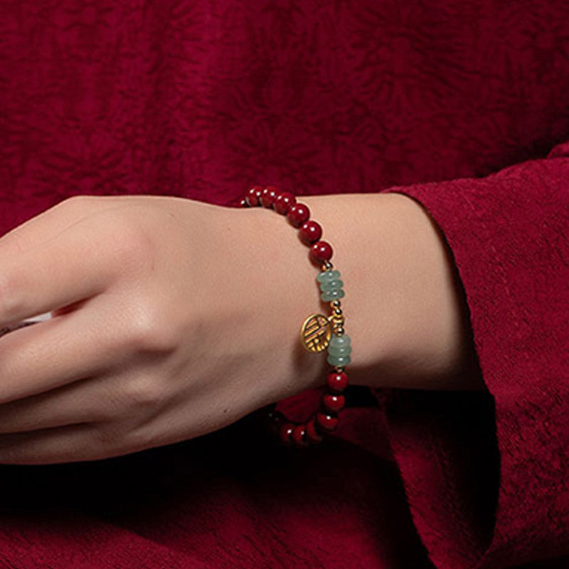 Buddha Stones Braccialetto portafortuna con avventurina verde cinabro - image 3