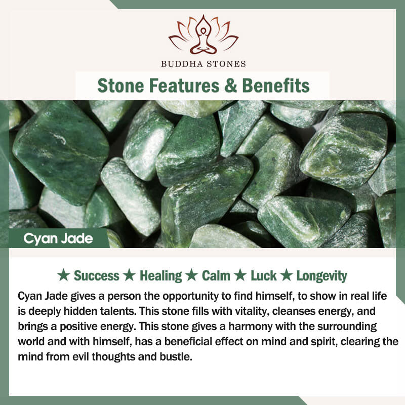 Orecchini a bottone con quadrifoglio e portafortuna in giada ciano naturale placcato oro e argento sterling 925 Buddha Stones