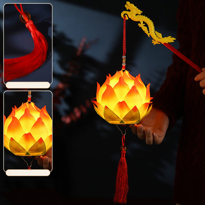 Decorazione lampada lanterna drago fiore di loto fai da Buddha Stones - image 21