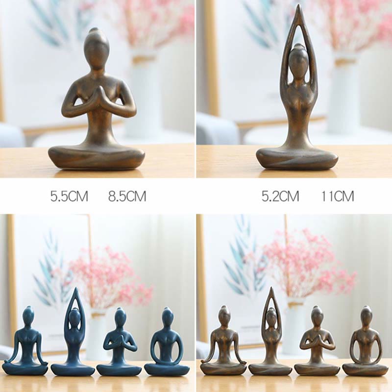 Astratto Yoga Meditazione Esercizio Ceramica Spirituale Figurina Scultura Decorazione