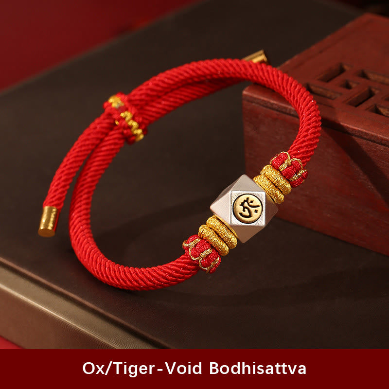 Buddha Stones 999 Argento Sterling Zodiaco Cinese Buddha Natale Corda Rossa Fortuna Forza Braccialetto Fatto a Mano per Bambini