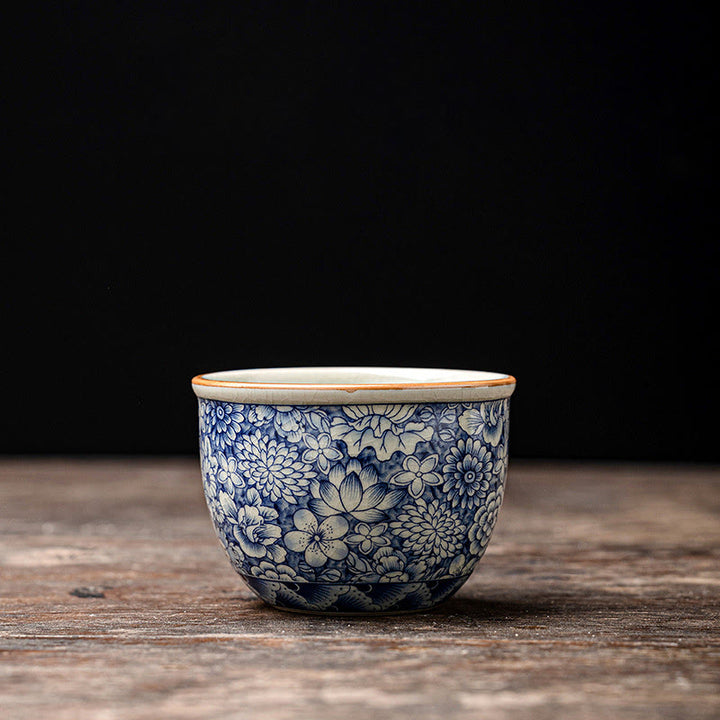 Buddha Stones Vintage Lotus Peonia Prugna Fiore Crisantemo Tazza da tè in ceramica Tazze da tè