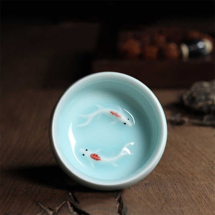 Buddha Stones Koi Fish colorato Tazza da tè in ceramica Kung Fu Tazza da tè Ciotola