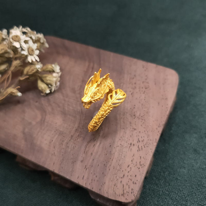 Anello di forza del successo del drago dorato Buddha Stones