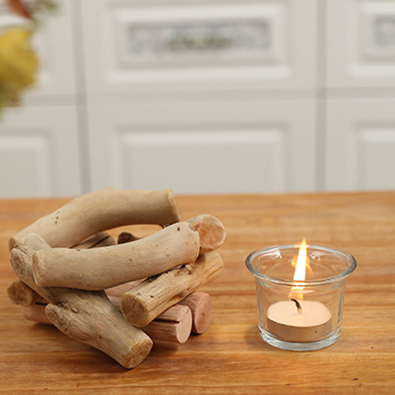 Portacandele in legno con Buddha Stones, decorazione per la casa