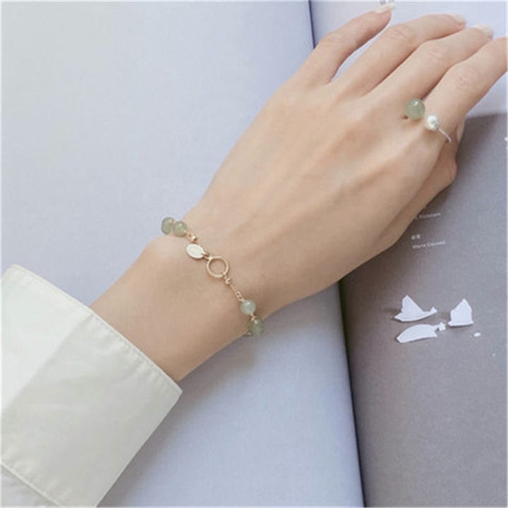 Braccialetto di perline della fortuna riempito d'oro 14K con giada naturale Hetian unica Buddha Stones