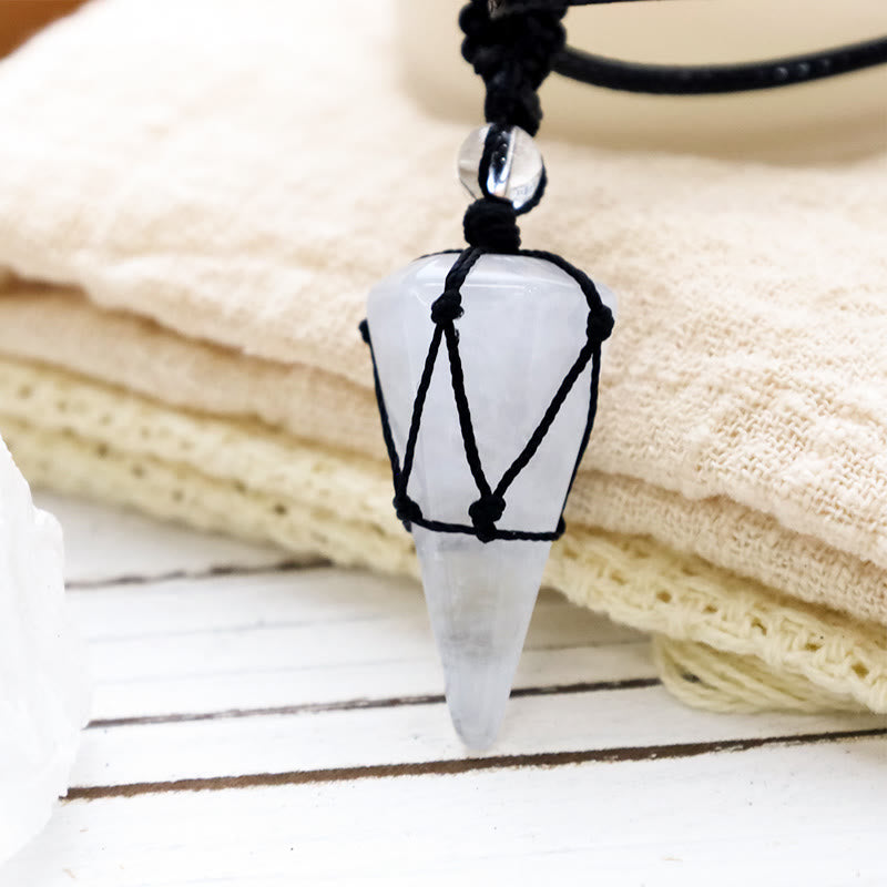 Collana con ciondolo a punta in pietra naturale Buddha Stones
