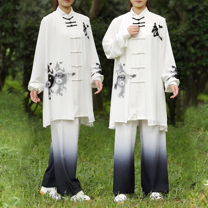 Buddha Stones 3 pezzi Yin Yang Albero Tai Chi Spirituale Zen Pratica Meditazione Preghiera Uniforme Unisex Abbigliamento Set