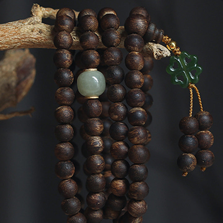 Braccialetto della pace in oro 999 con 108 perle Mala Nha Trang Bai Qinan Agarwood Jade (solo uno in magazzino)